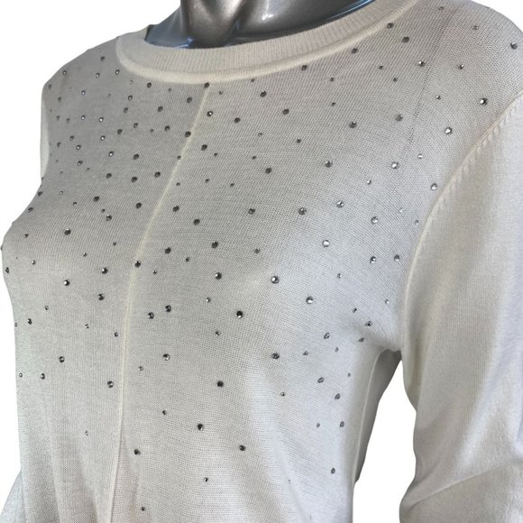 Neiman Marcus White Embellished Rhinestone Top S - Picture 4 of 7